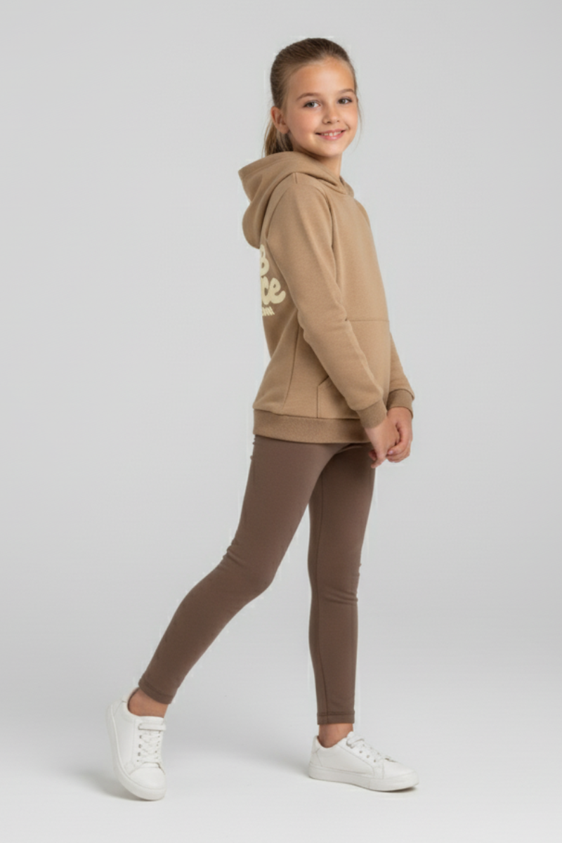 Luna Girls Leggings & Hoodie Set - Mink Brown