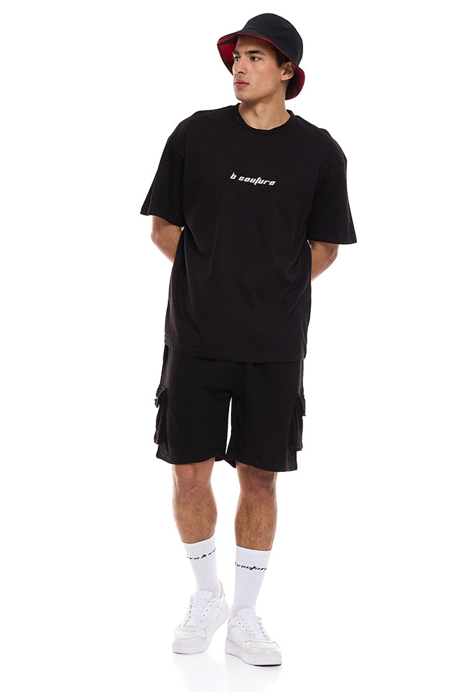 Acton Mens T-Shirt & Cargo Short Set - Black