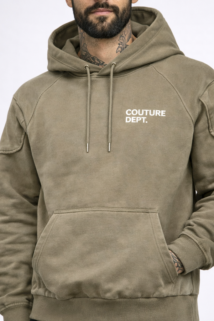 Heavyweight Oversized Couture Dept Hoodie - Khaki