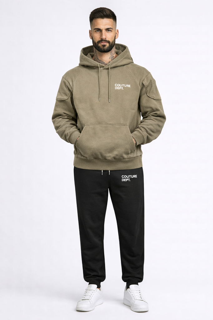 Heavyweight Oversized Couture Dept Hoodie - Khaki