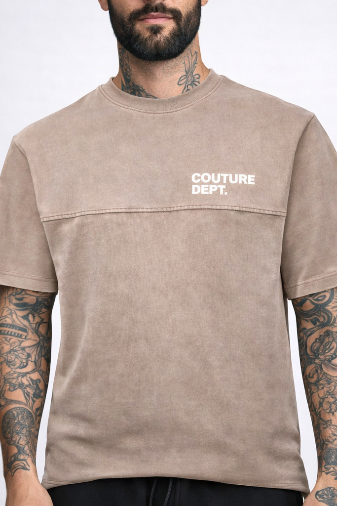 Heavyweight Oversized Couture Dept T-Shirt - Beige