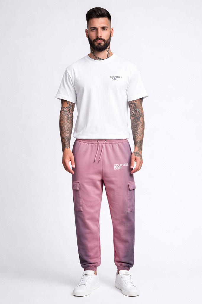 Heavyweight Oversized Couture Dept Cargo Joggers - Pink