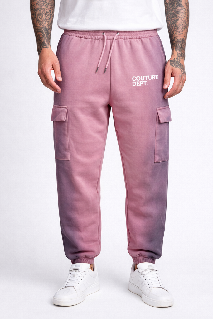 Heavyweight Oversized Couture Dept Cargo Joggers - Pink