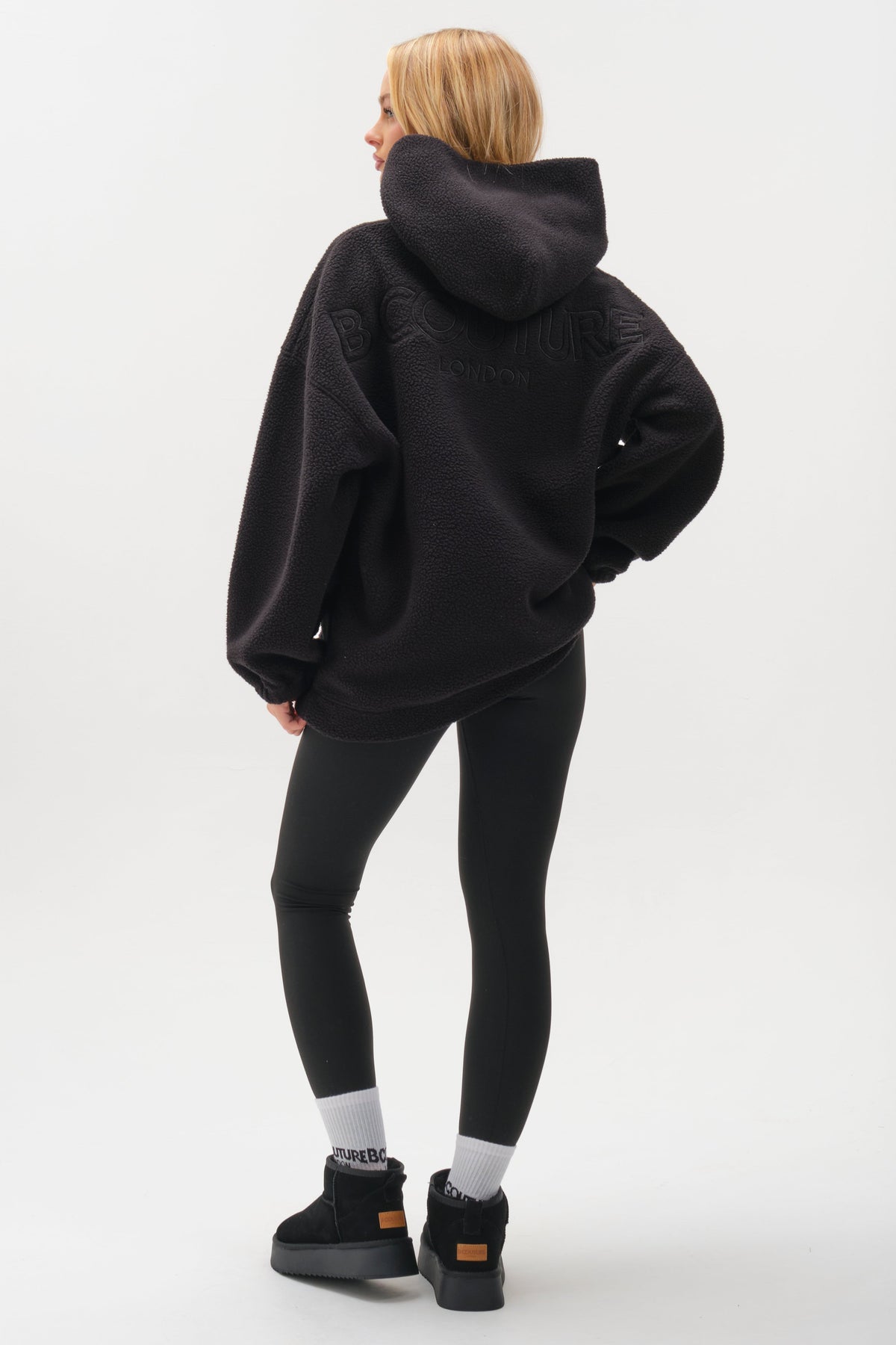 Isla Sherpa Hoodie & Leggings Set - Black