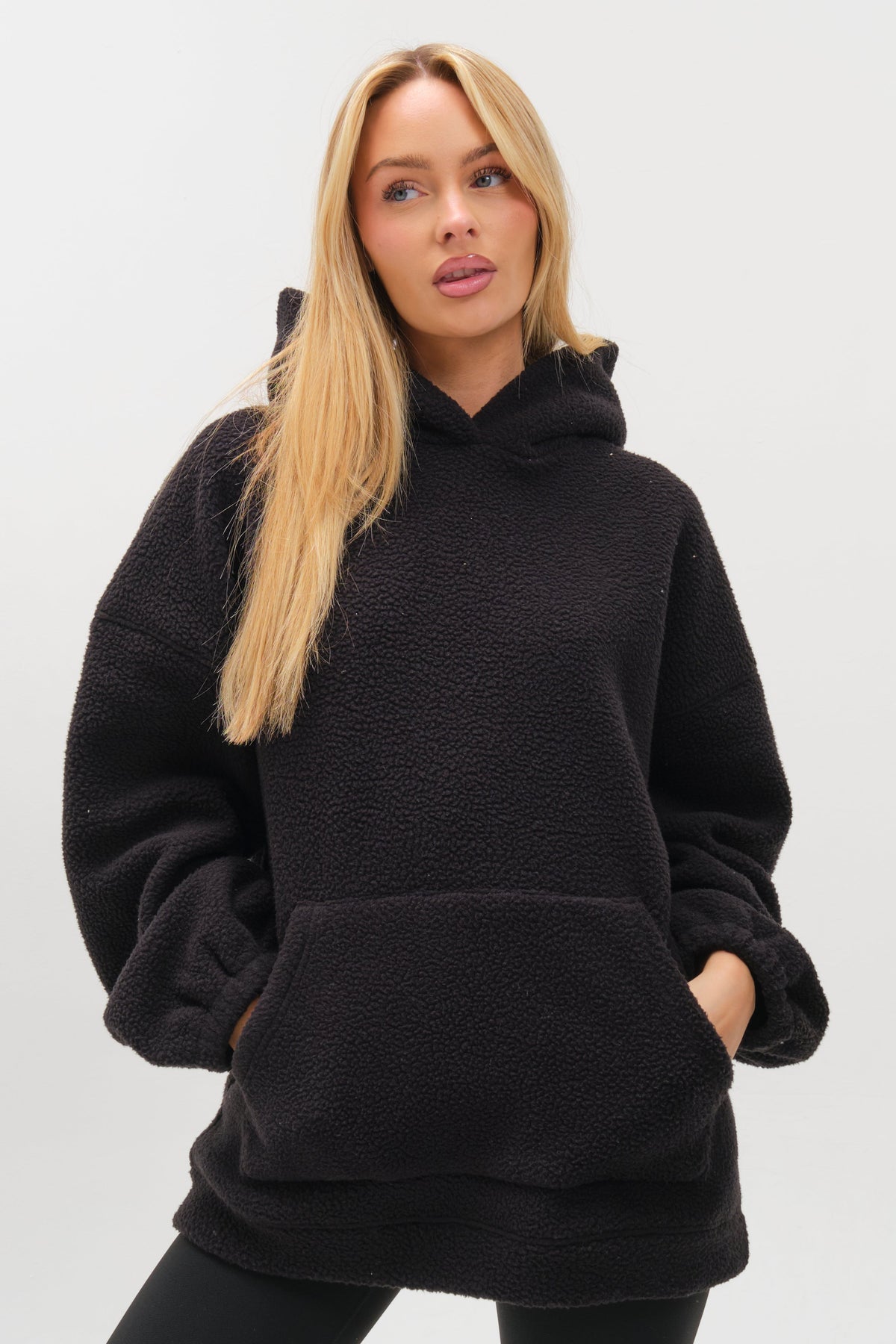 Isla Sherpa Hoodie & Leggings Set - Black