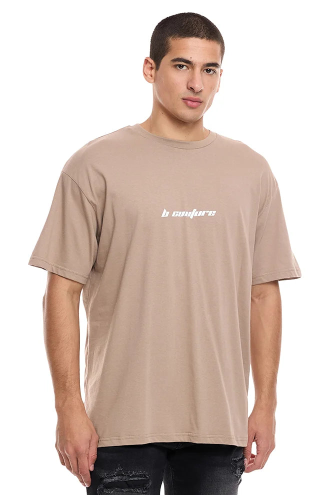 Bartley Mens Oversized Cotton T-Shirt - Brown