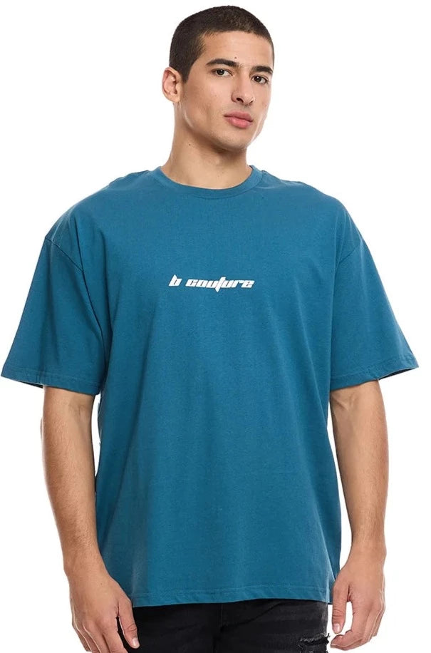 Bartley Mens Oversized Cotton T-Shirt - Deep blue