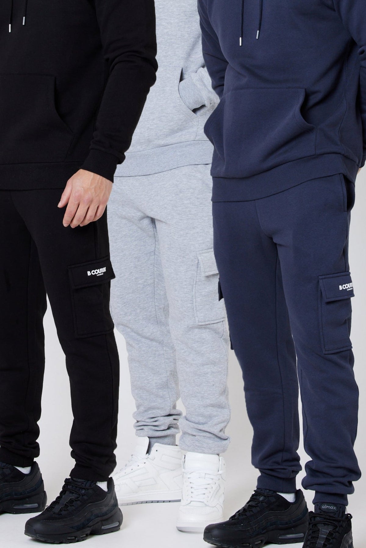 Campbell 3-Pack Cargo Fleece Joggers - Black/Navy/Grey