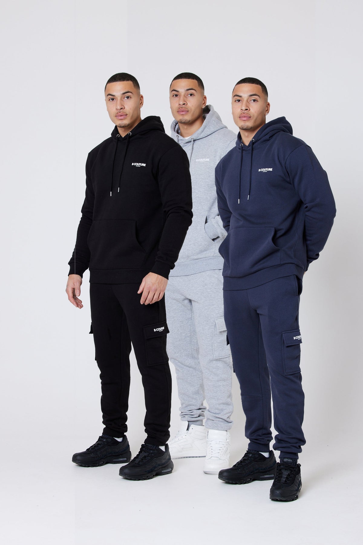 Campbell 3-Pack Cargo Fleece Joggers - Black/Navy/Grey