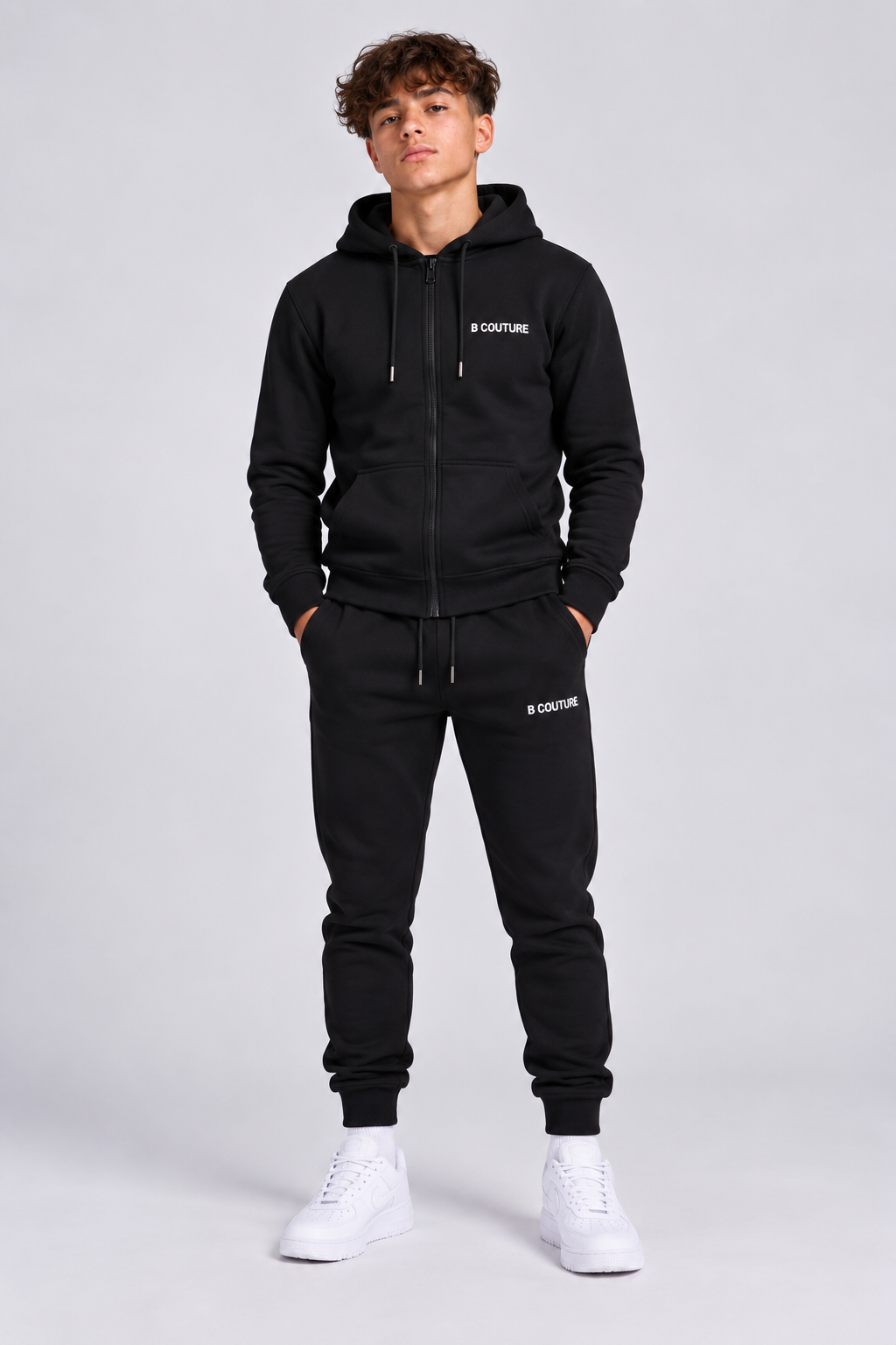 Core Boys Zip Fleece Tracksuit - Black