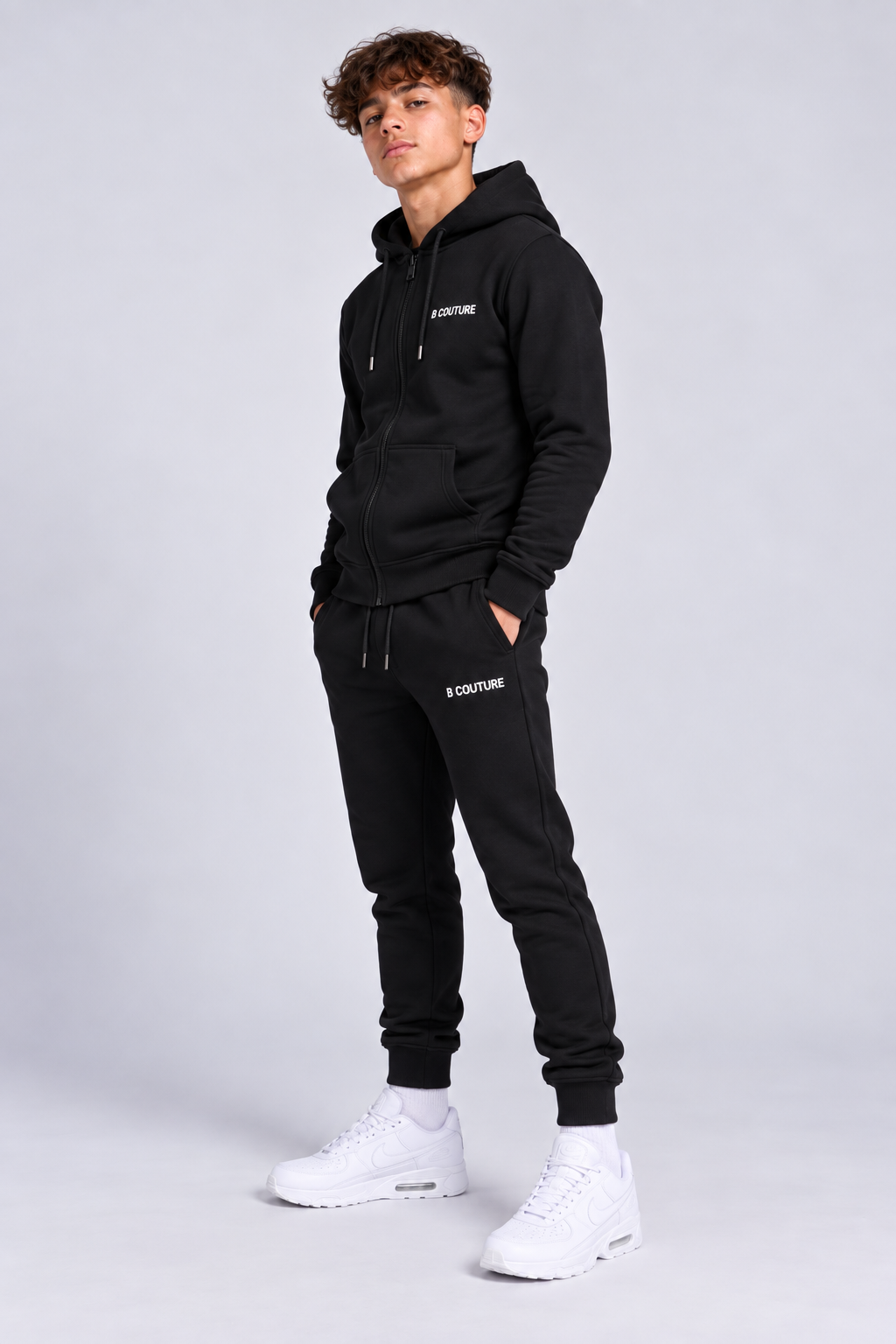 Core Boys Zip Fleece Tracksuit - Black