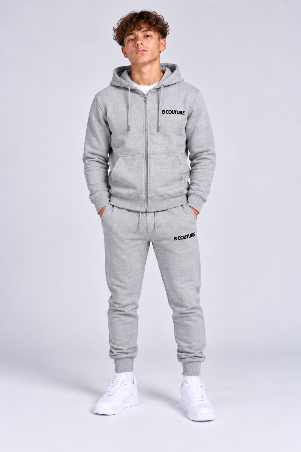 Core Boys Zip Fleece Tracksuit - Grey Marl