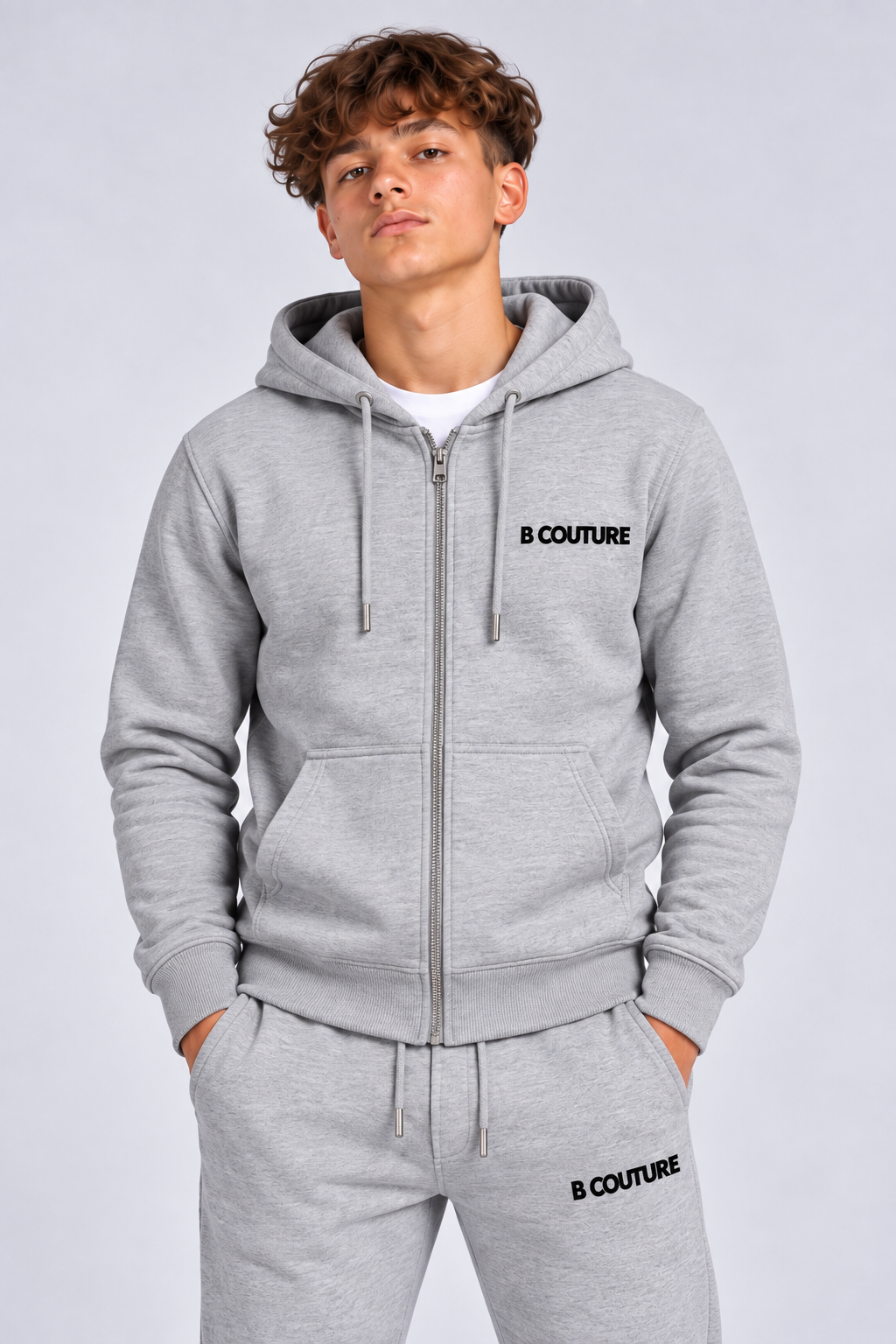 Core Boys Zip Fleece Tracksuit - Grey Marl