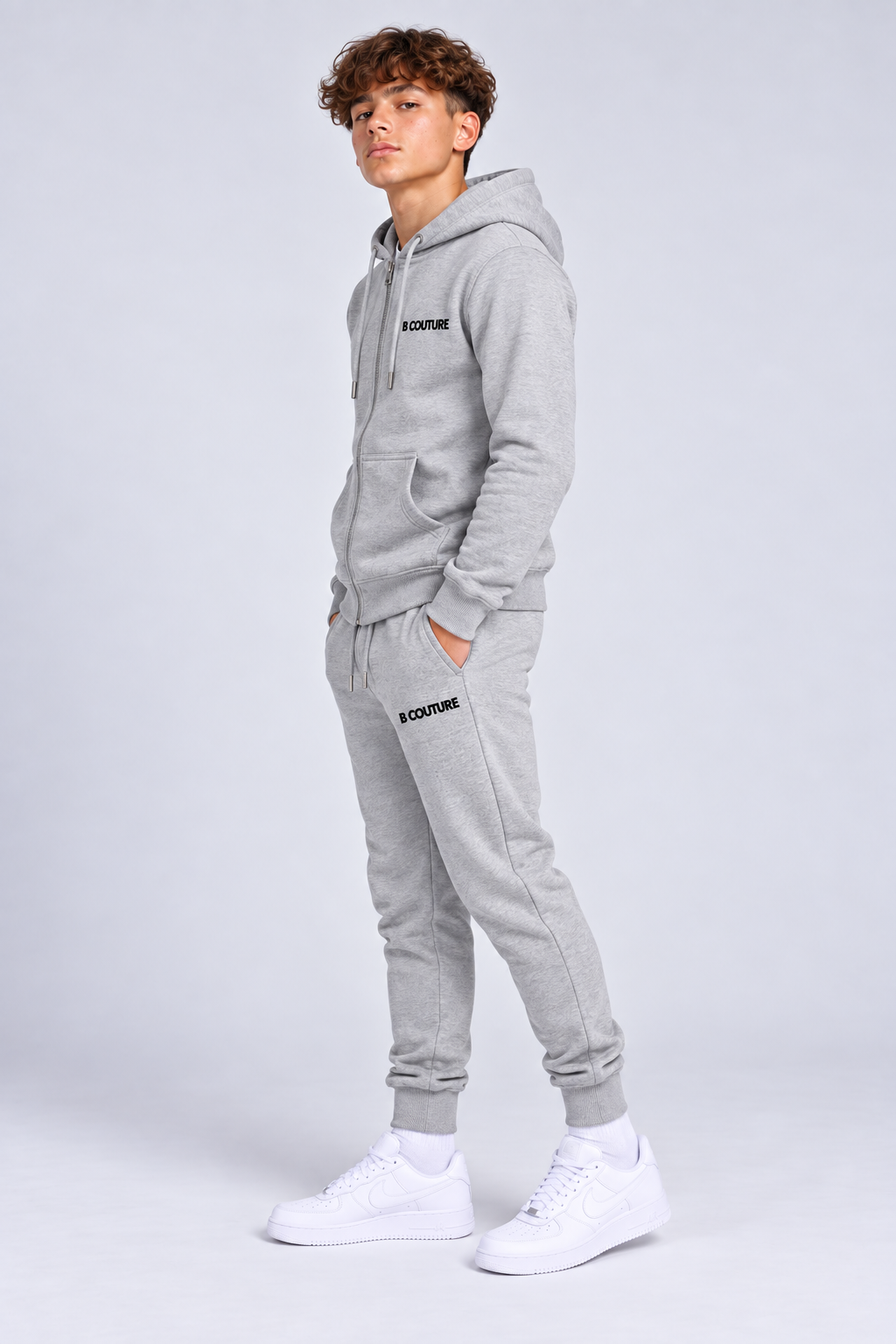 Core Boys Zip Fleece Tracksuit - Grey Marl