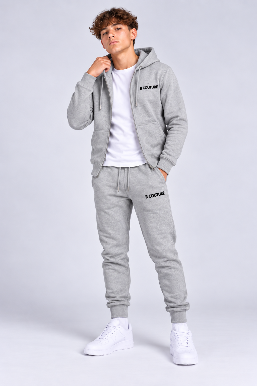 Core Boys Zip Fleece Tracksuit - Grey Marl