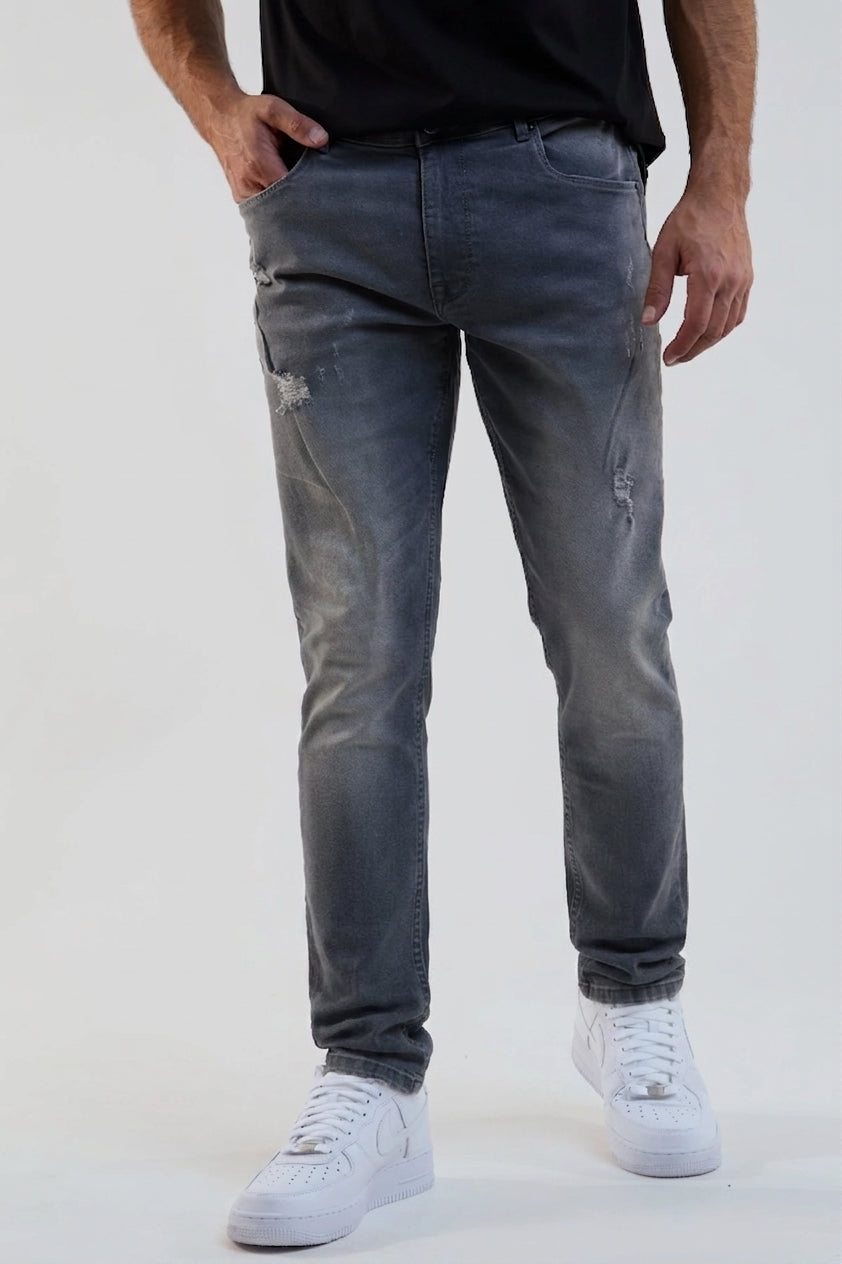 Legacy Taper Fit Stretch Denim Jeans - Grey