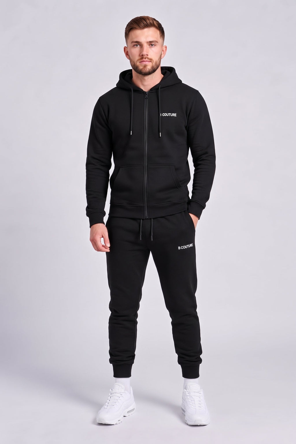 Core Zip Fleece Tracksuit - Black