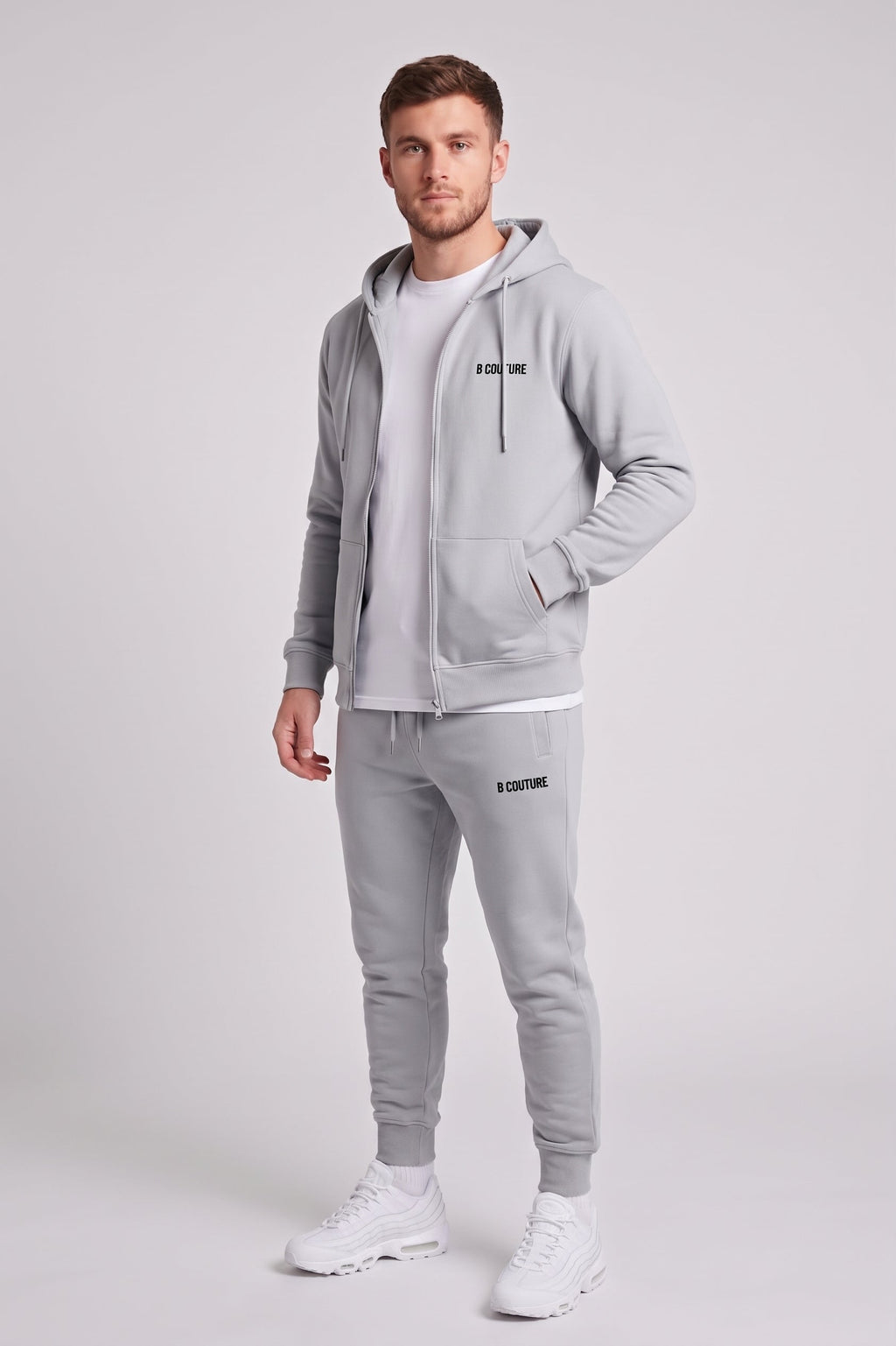 Core Zip Fleece Tracksuit - Grey Marl