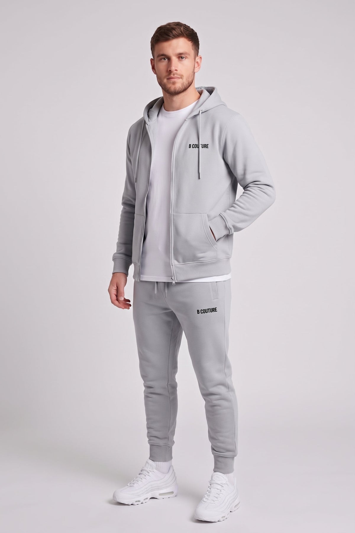 Core Zip Fleece Tracksuit - Grey Marl