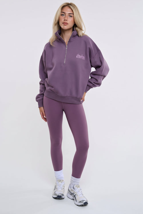 Active Studio Leggings & Half-Zip Sweatshirt - Grape