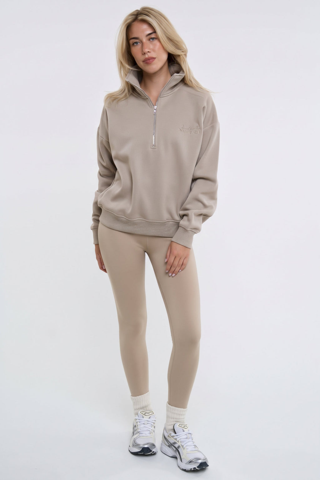 Active Studio Leggings & Half-Zip Sweatshirt - Latte