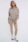 Active Studio Leggings & Half-Zip Sweatshirt - Latte