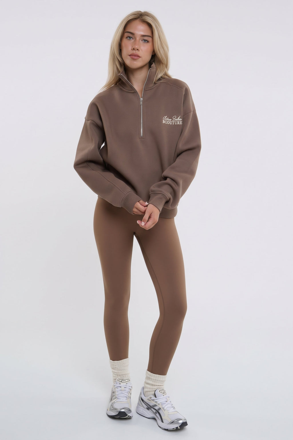 Active Studio Leggings & Half-Zip Sweatshirt - Mink