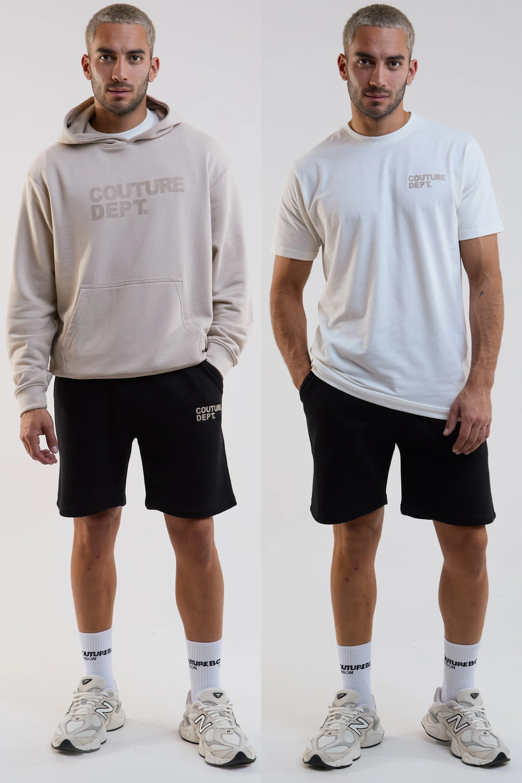 Horizon Shorts, Hoodie & T-Shirt Set - Stone/Black