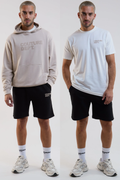Horizon Shorts, Hoodie & T-Shirt Set - Stone/Black