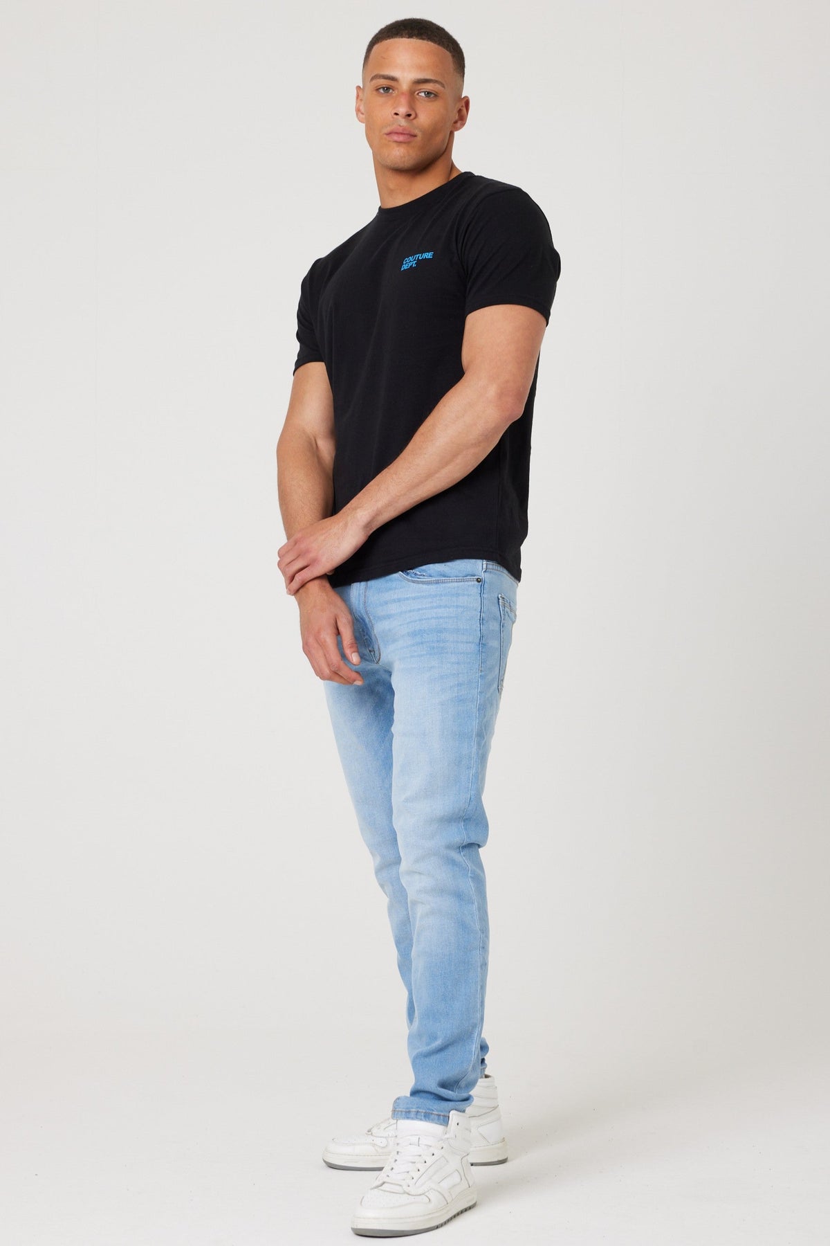 Haydon Walk Regular Fit Cotton T-Shirt - Black/Blue