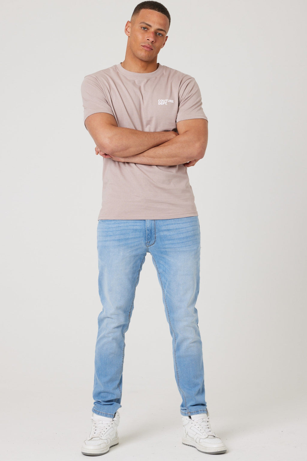 Farnfield Taper Fit Stretch Denim Jeans - Ice Blue