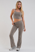 Stryke Flared Leggings & Cropped Tank Set - Olive
