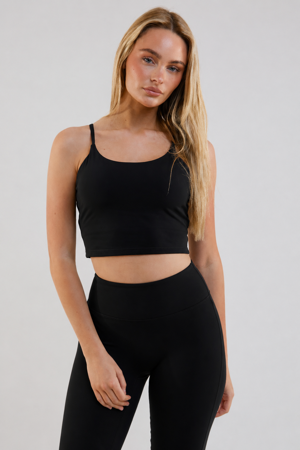 Stryke Flared Leggings & Cropped Tank Set - Black