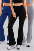 Kairo 3-Pack High-Waisted Flared Leggings - Black/Grey/Navy