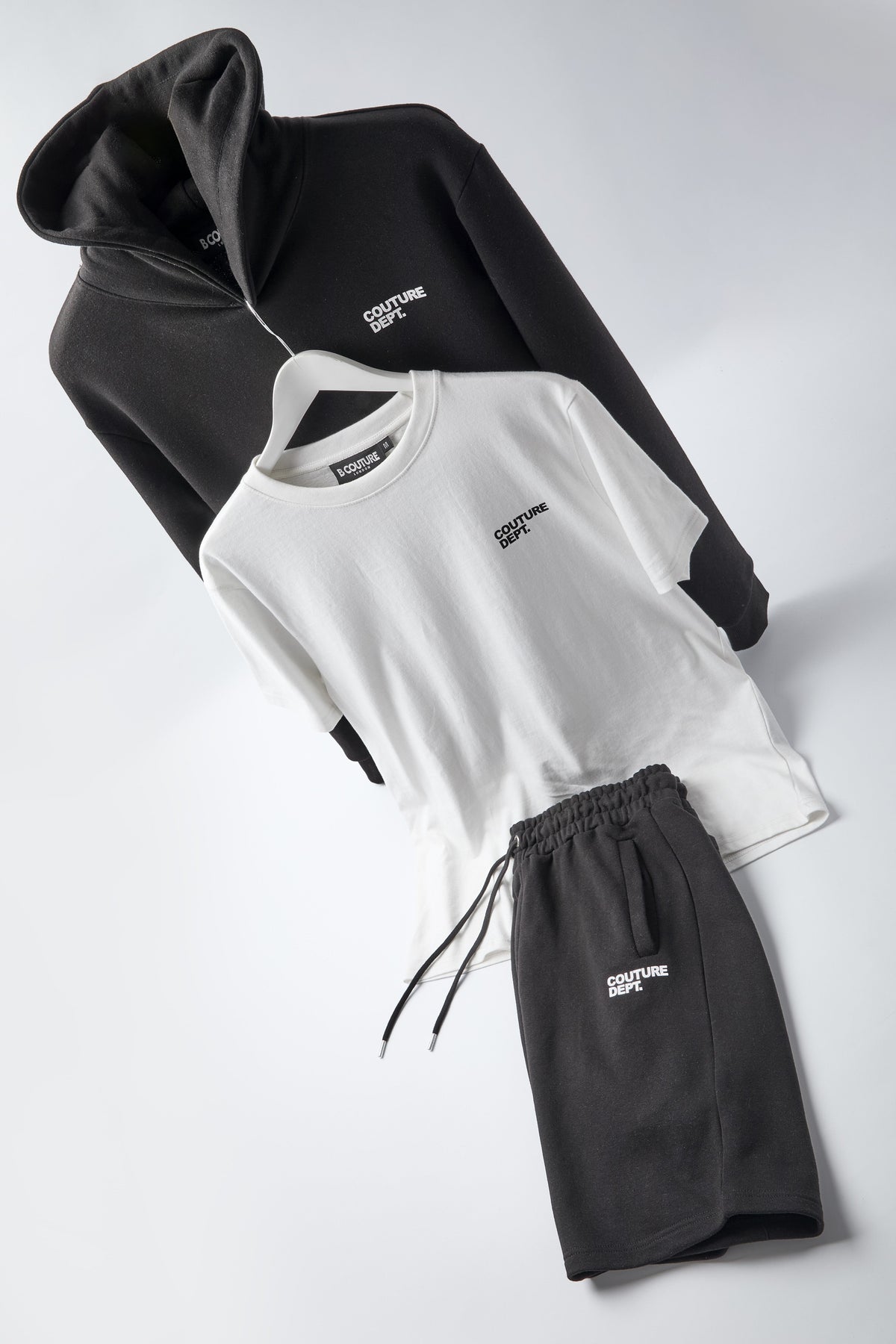 Osborne Shorts, Hoodie & T-Shirt Set - Pewter/White