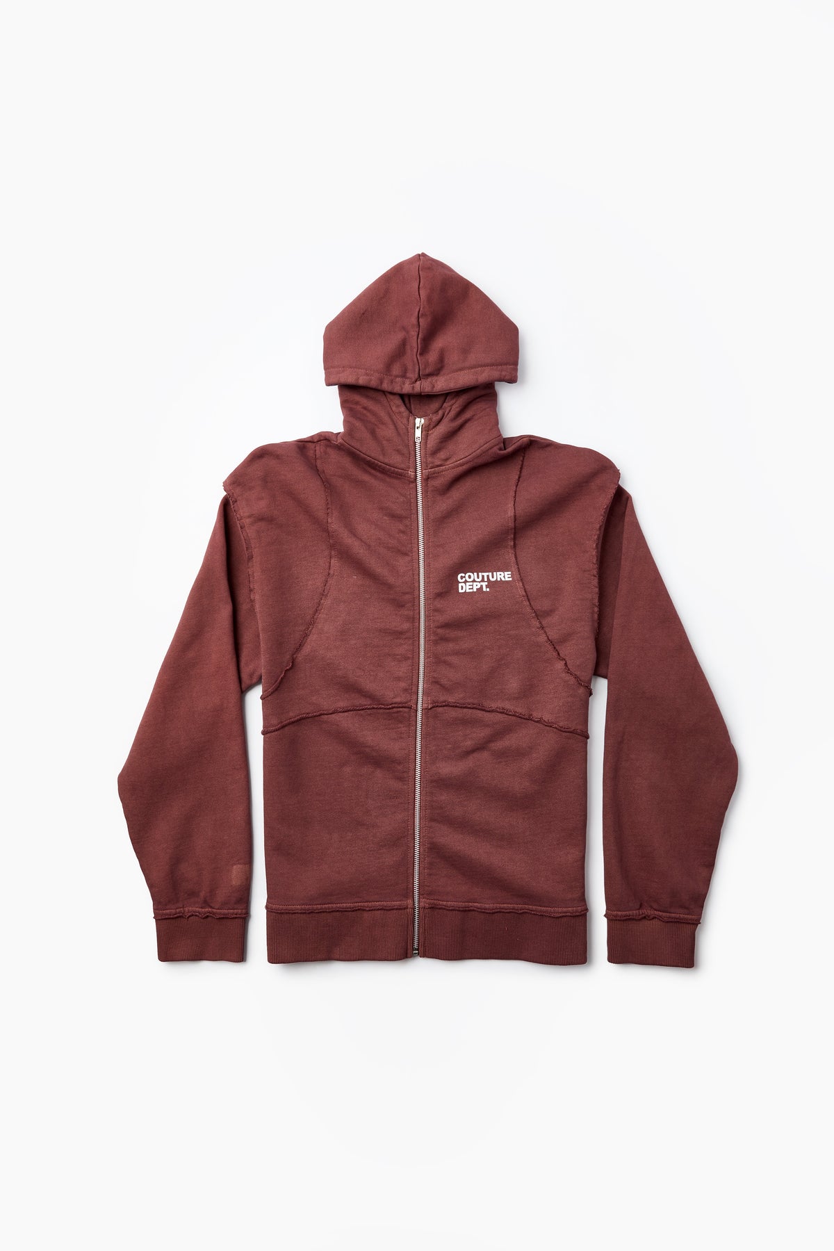 Heavyweight Oversized Couture Dept Zip Hoodie - Brown