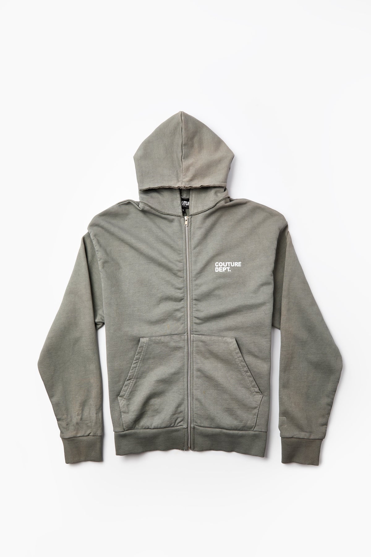 Heavyweight Oversized Couture Dept Zip Hoodie - Green