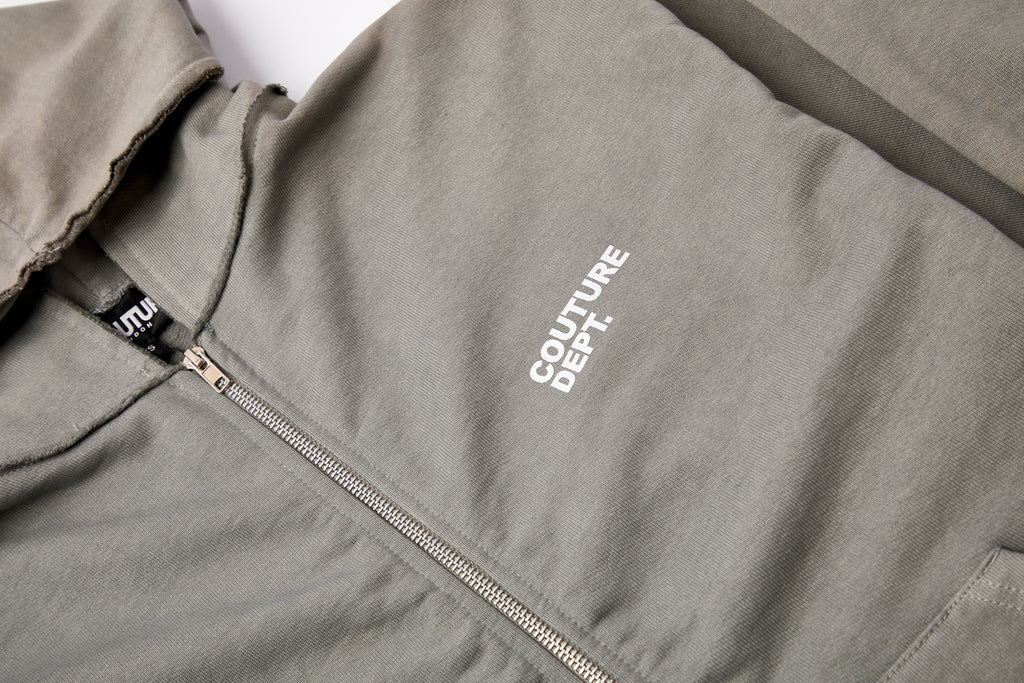 Heavyweight Oversized Couture Dept Zip Hoodie - Green