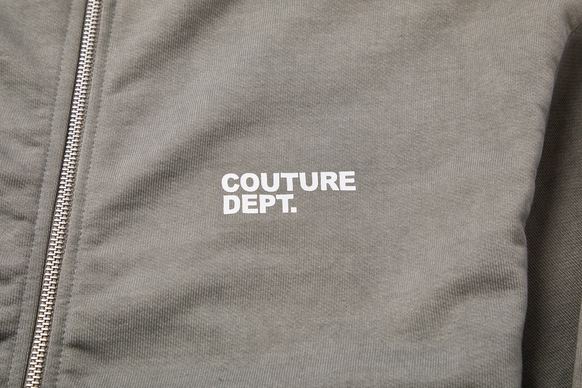 Heavyweight Oversized Couture Dept Zip Hoodie - Green