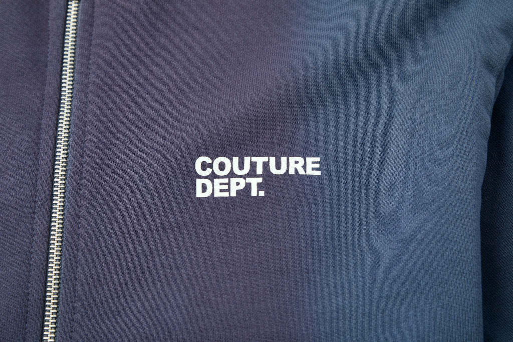 Heavyweight Oversized Couture Dept Zip Hoodie - Blue