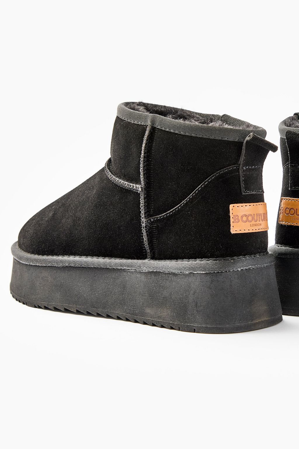Amwell Genuine Suede Mini Boots - Black