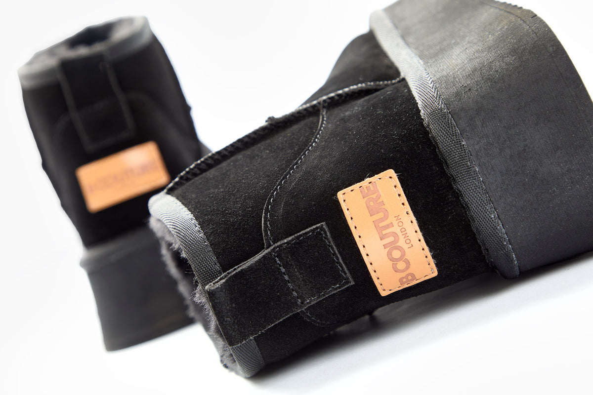 Amwell Genuine Suede Mini Boots - Black