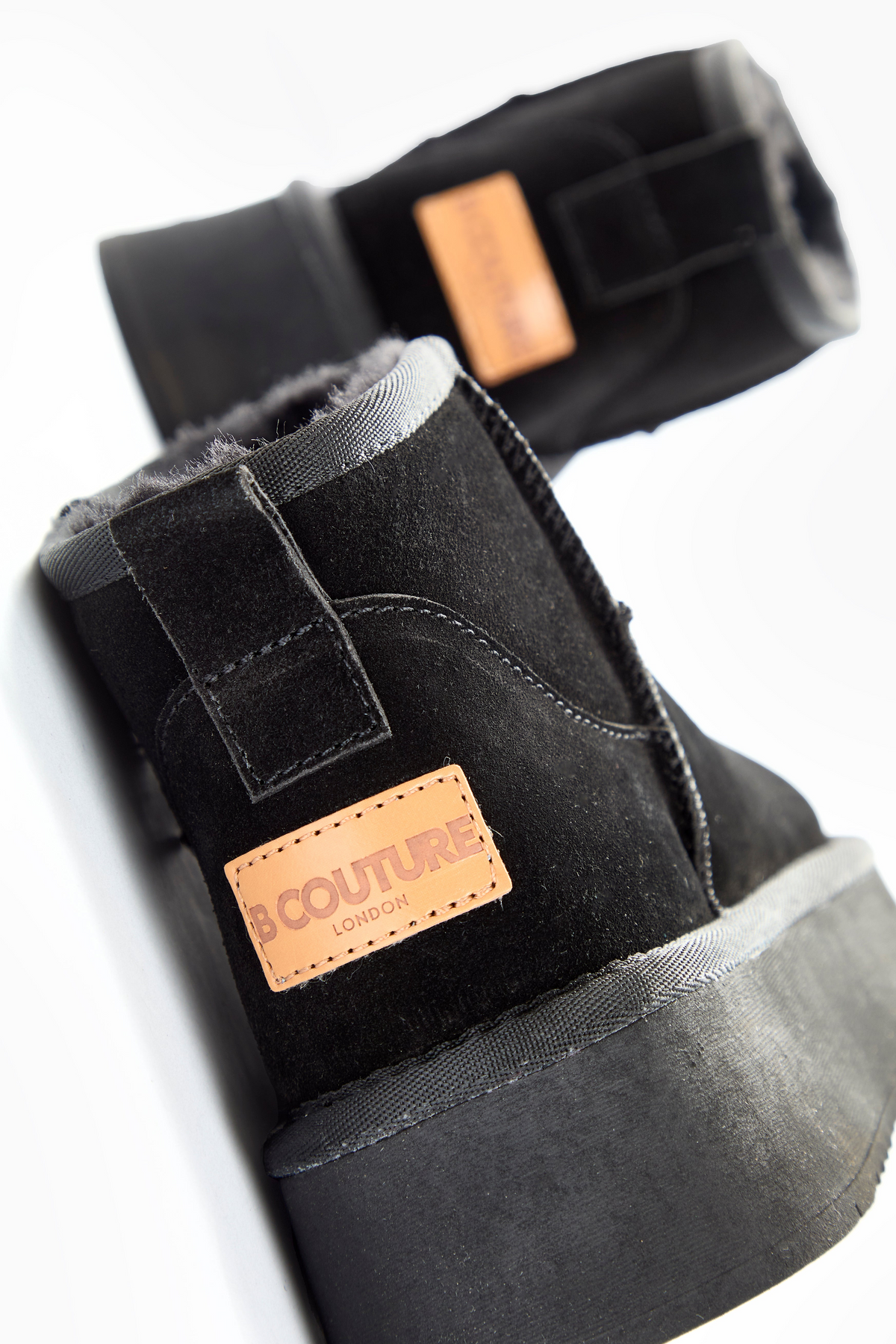 Amwell Genuine Suede Mini Boots - Black