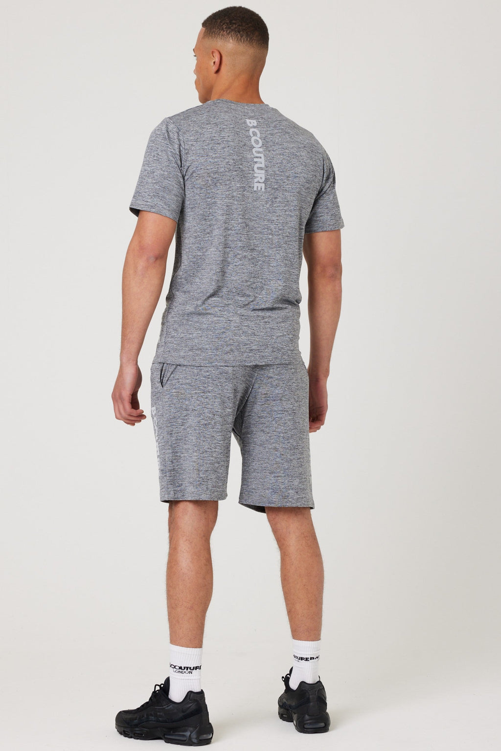 Moreton Gym Shorts, Quarter-Zip Top & T-Shirt Set - Grey