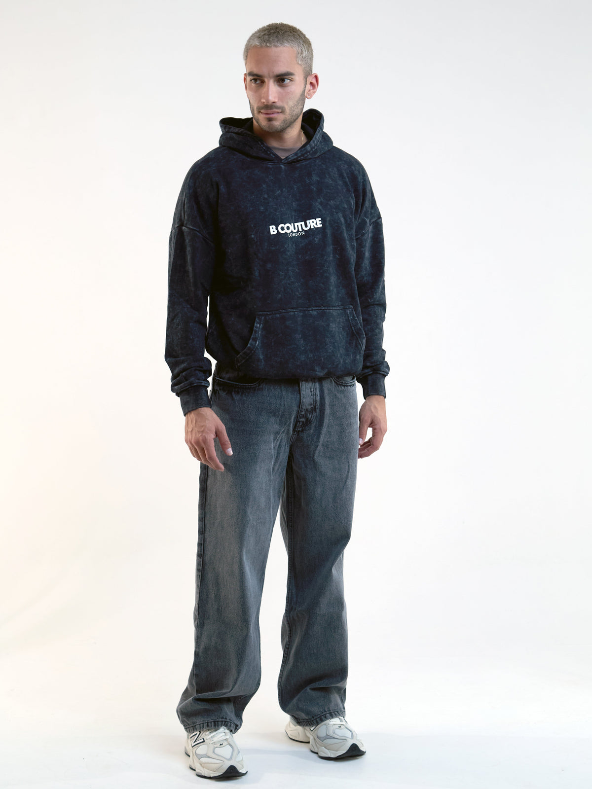 Orion Oversized Acid Wash Hoodie - Black