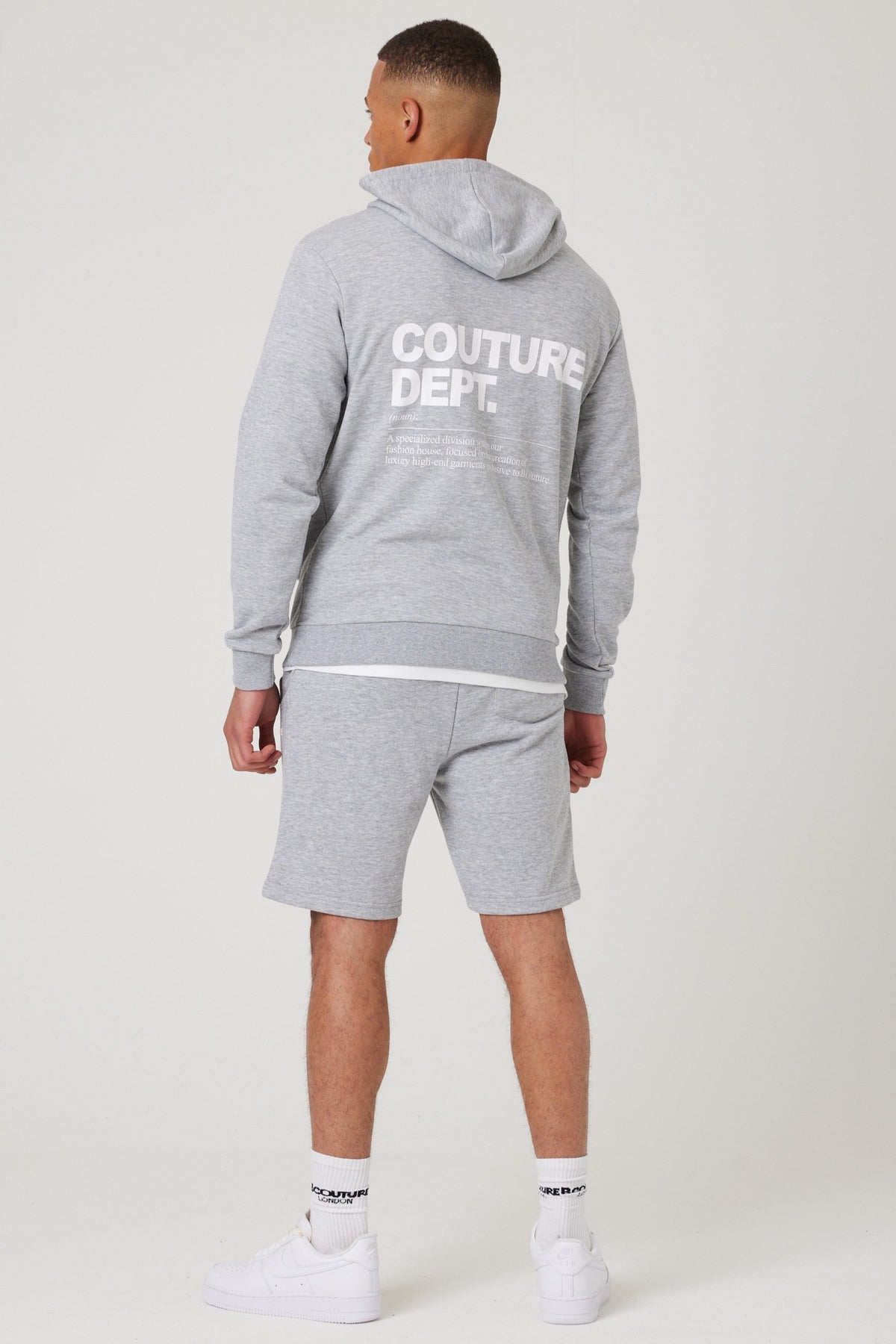 Osborne Shorts, Hoodie & T-Shirt Set - Grey Marl / White
