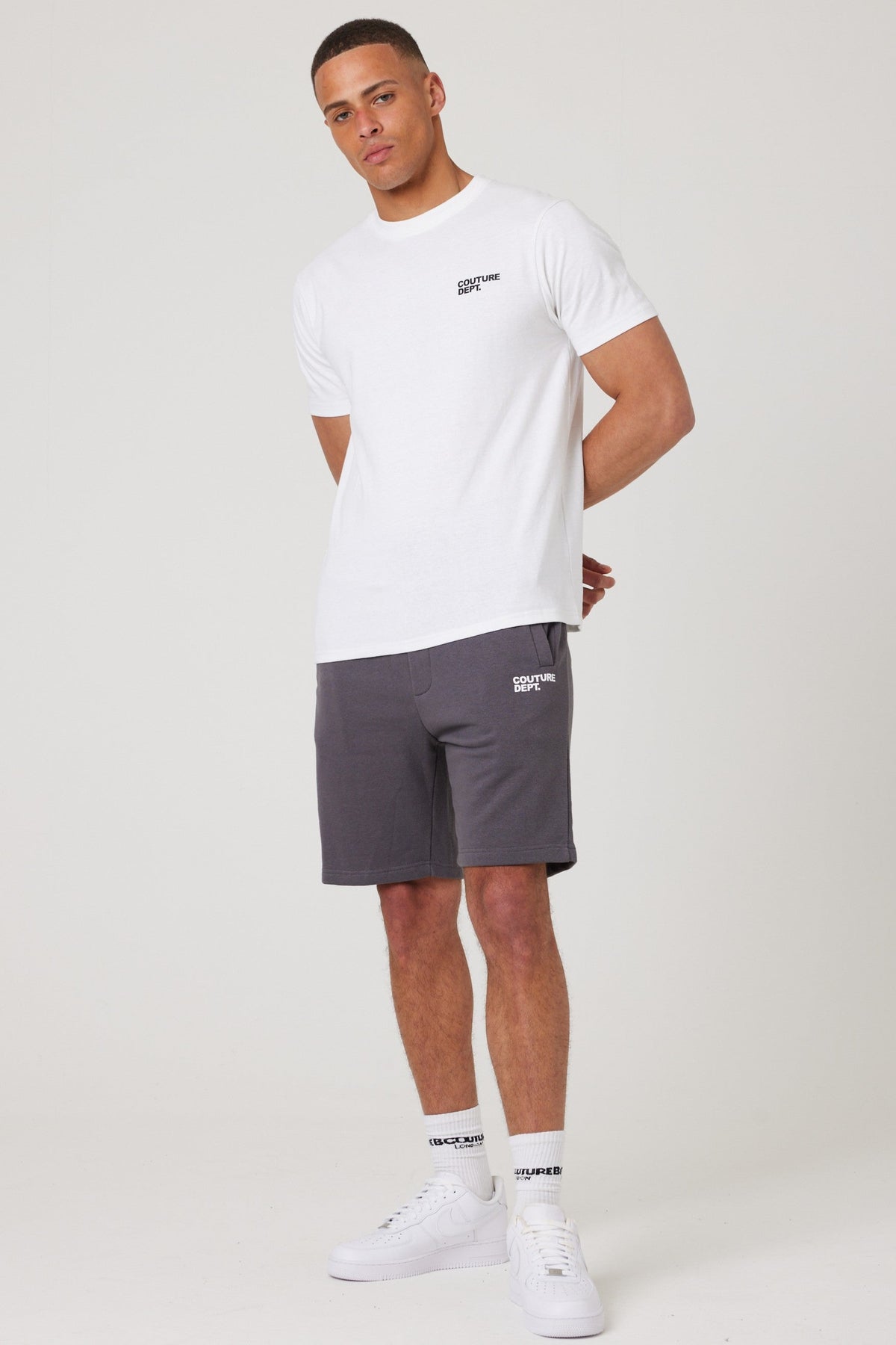 Osborne Shorts, Hoodie & T-Shirt Set - Pewter/White