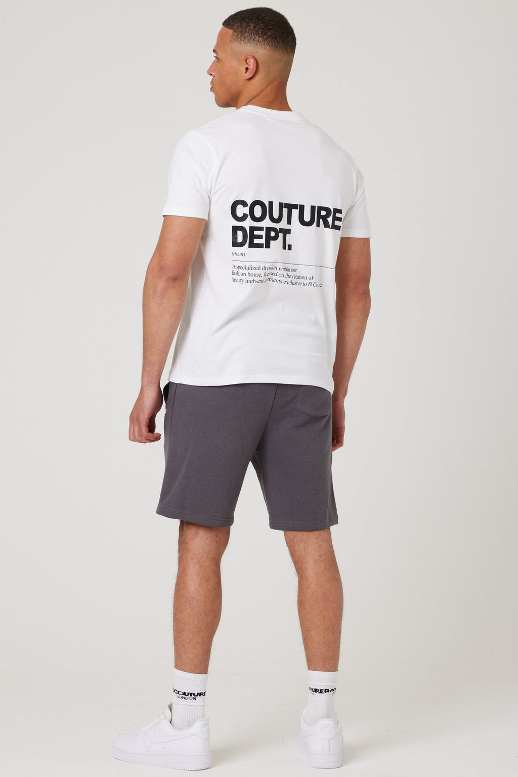 Osborne Shorts, Hoodie & T-Shirt Set - Pewter/White