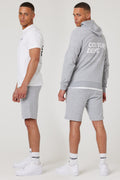 Osborne Shorts, Hoodie & T-Shirt Set - Grey Marl / White