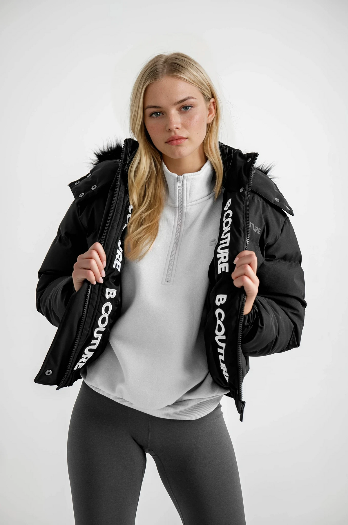 Mayfair Girls Cropped Puffer Jacket - Black